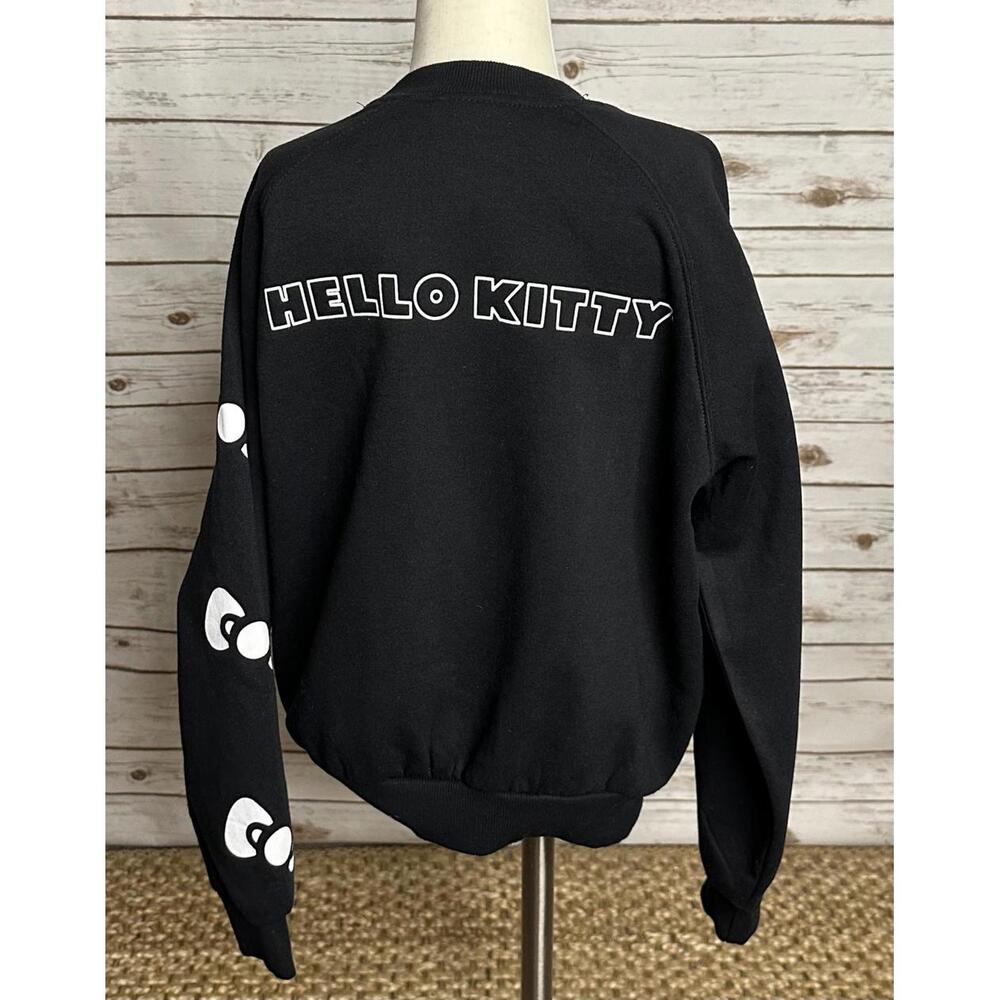Sanrio Hello Kitty kawail black graphic cotton-blend fleece sweatshirt Size S - Picture 4 of 6